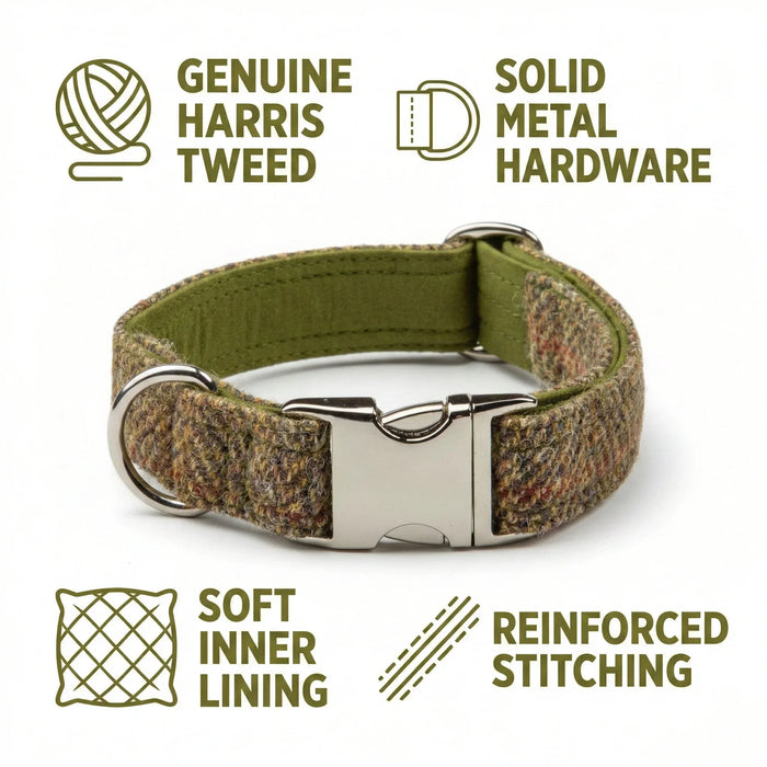 Totally Traditional Herringbone Harris Tweed Luxury Dog Collar