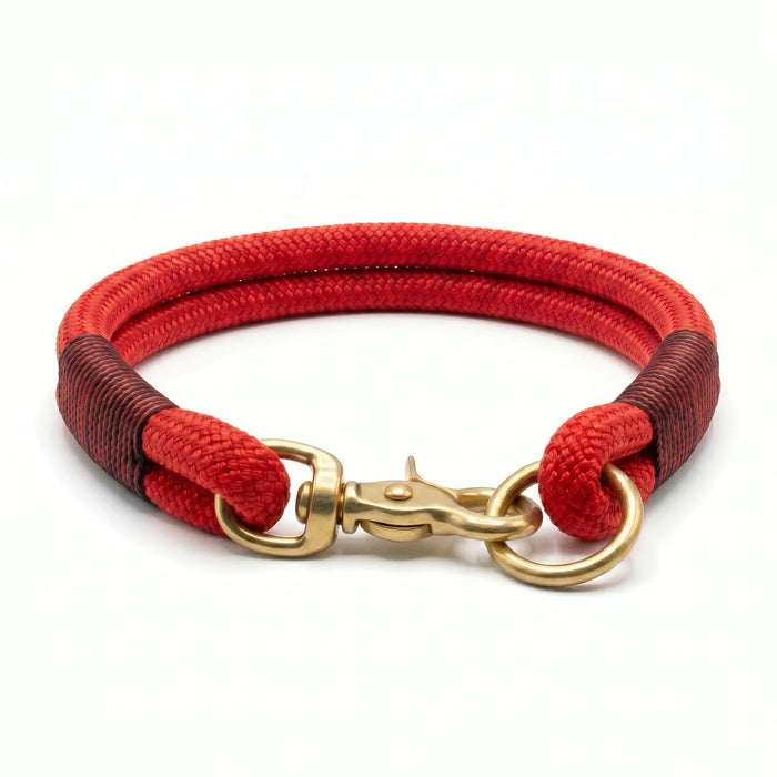 Vibrant Red Handmade Rope Dog Collar with whipping