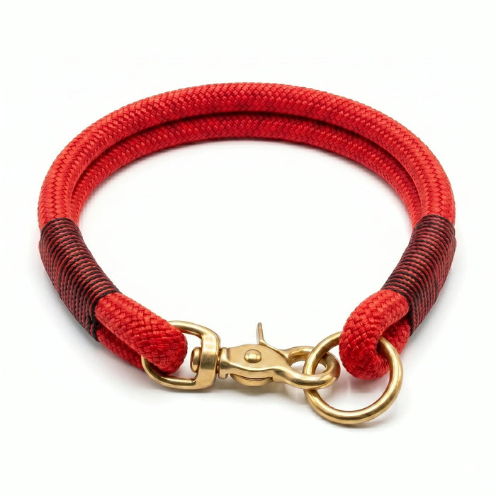 Vibrant Red Handmade Rope Dog Collar with whipping