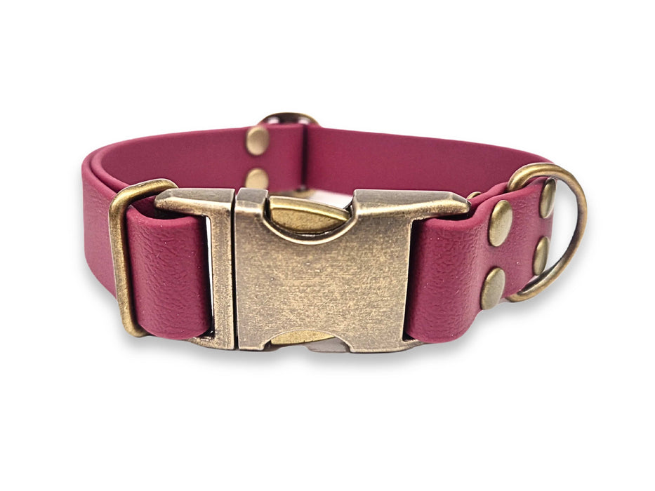 Wine Waterproof Biothane Metal Clasp Dog Collar