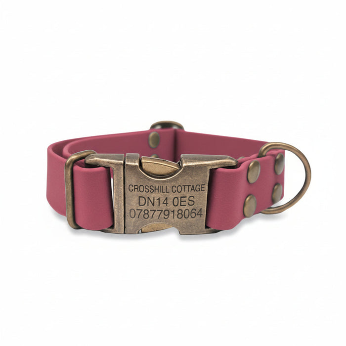 Wine Waterproof Biothane Metal Clasp Dog Collar