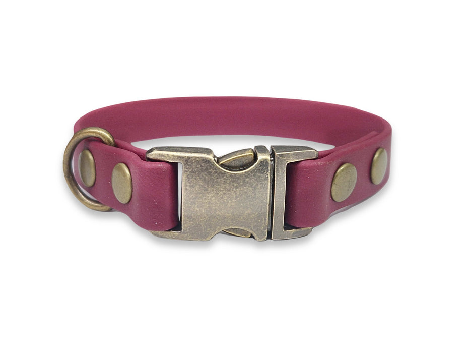 Wine Small Breed Waterproof Biothane Dog Collar 21cm to 28cm Neck