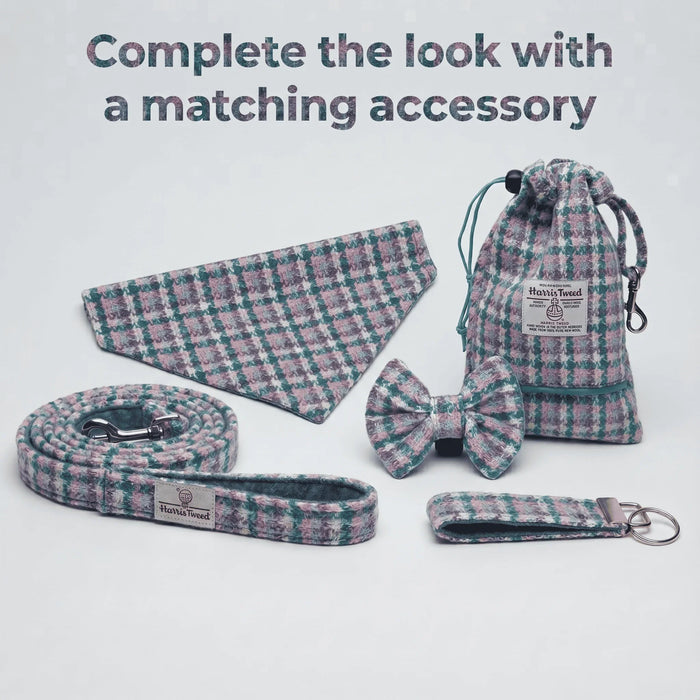Extra Wide 38mm - Wisteria Houndstooth Tweed Dog Collar