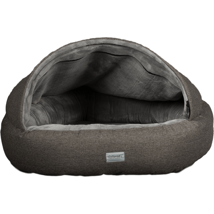 Collared Creatures Beds 50cm Diameter Grey Deluxe Cocoon Luxury Dog Bed