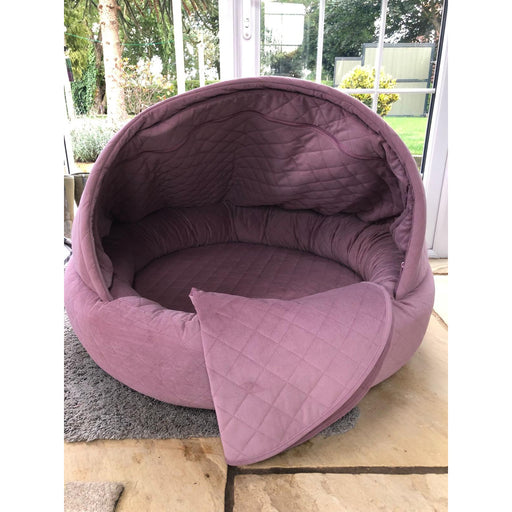 Collared Creatures Beds 60cm Diameter Collared Creatures Pink Quilted Velour Deluxe Comfort Cocoon Dog Cave Bed