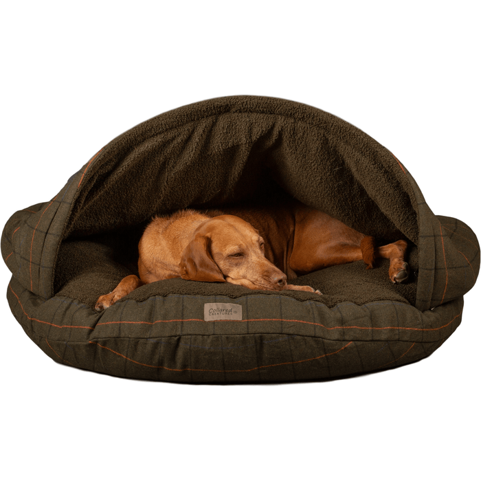 Collared Creatures Beds 65cm Diameter Green Tweed Cave Luxury Dog Bed