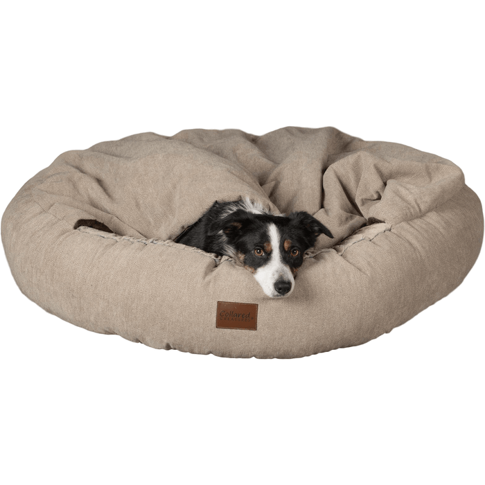 Collared Creatures Beds 65cm Diameter Luxury Cocoon Cushion Dog Bed - Beige