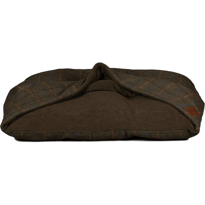 Collared Creatures Beds 75cm x 65cm Luxury Green Tweed Snuggle Sack Dog Bed