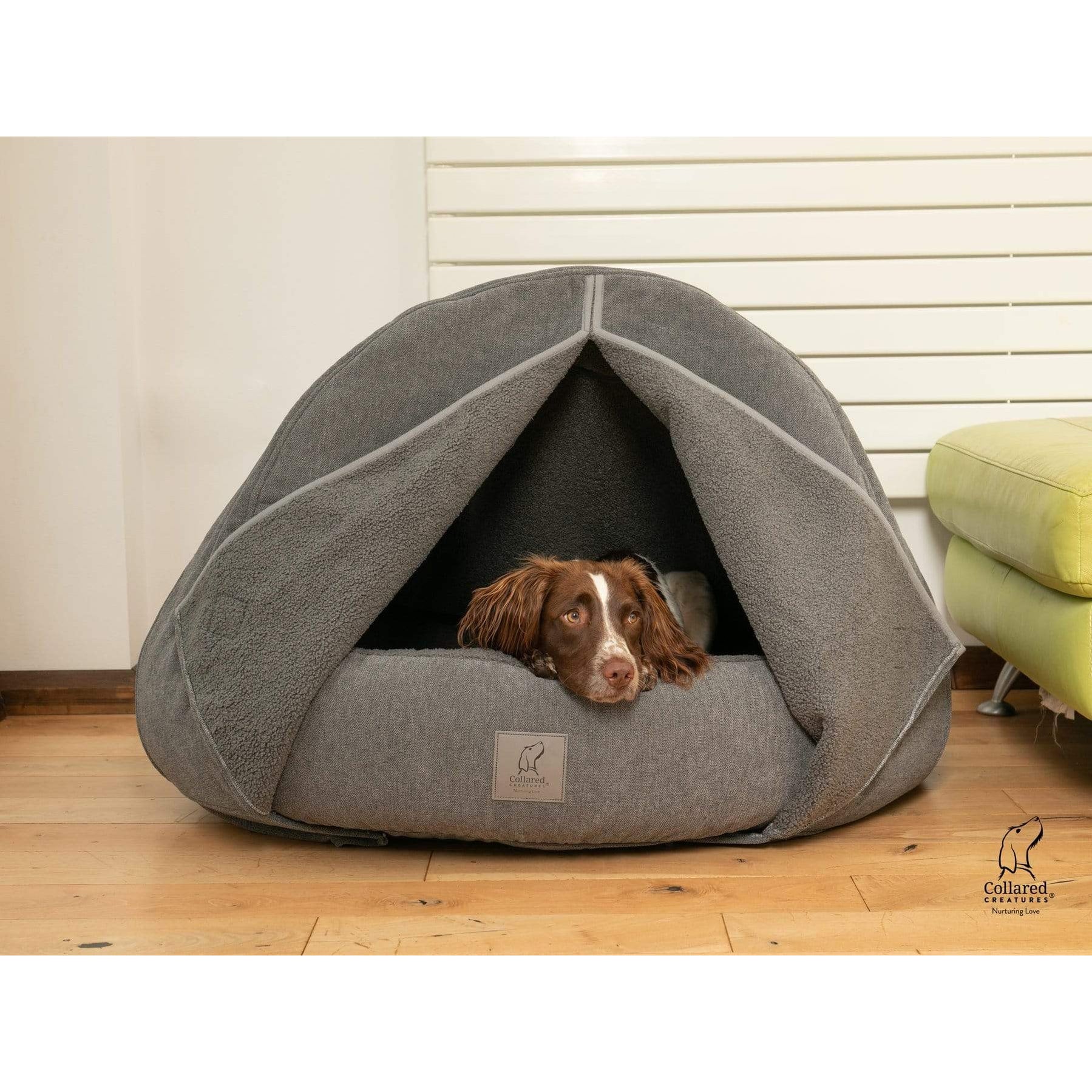 Collared Creatures - Grey Deluxe Cocoon Luxury Cave Dog Bed — Pet ...