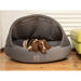 Collared Creatures Beds Collared Creatures Grey Quilted Velour Deluxe Comfort Cocoon Dog Cave Bed