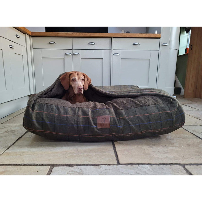 Collared Creatures Beds Collared Creatures - NEW Green Tweed Luxury Dog Snuggle Bed / Snuggle Sack /Sleeping Sack Luxury Dog Bed