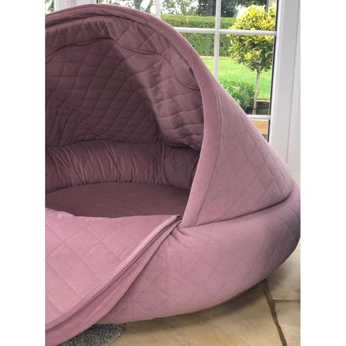 Collared Creatures Beds Collared Creatures Pink Quilted Velour Deluxe Comfort Cocoon Dog Cave Bed