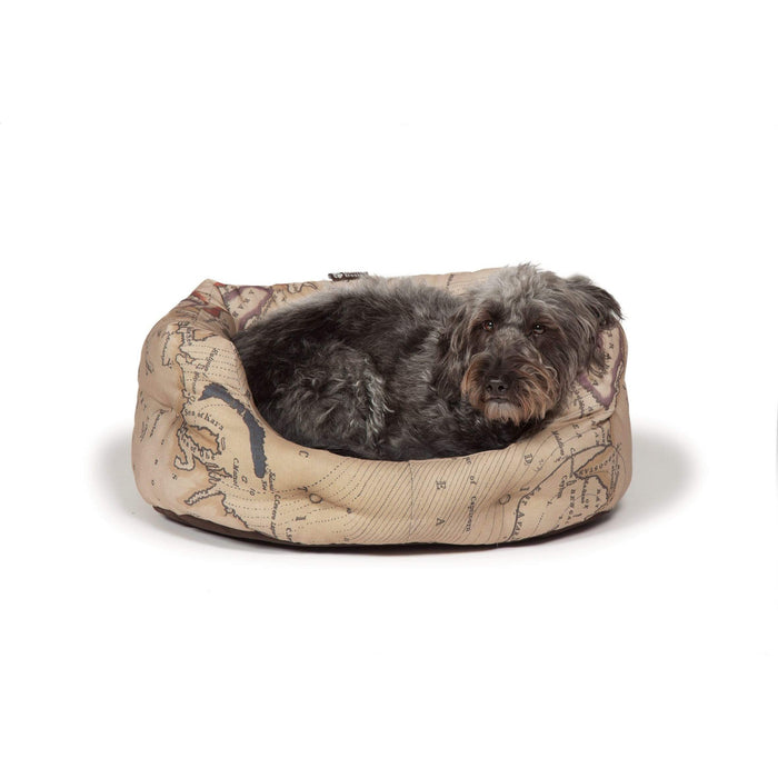 Danish Design Beds 45cm - 18" / Maps Vintage  Luxury Quilted Mattress Dog Bed