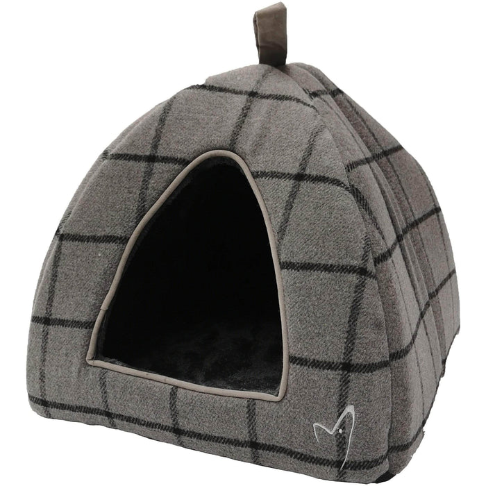 GorPets Beds Grey Check Camden Pyramid Pet Bed - Suitable for Cats & Dogs